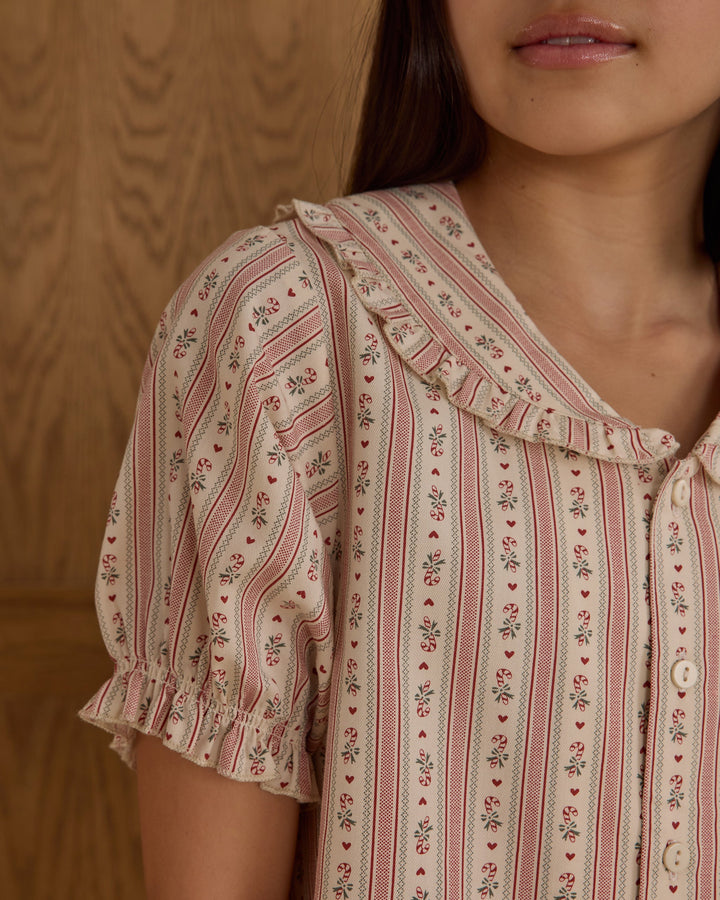 Ruffle Pajamas - Candy Cane Stripe