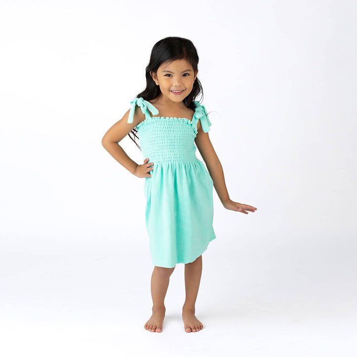 SG05B-MNT Smkd Terry Dress - Mint