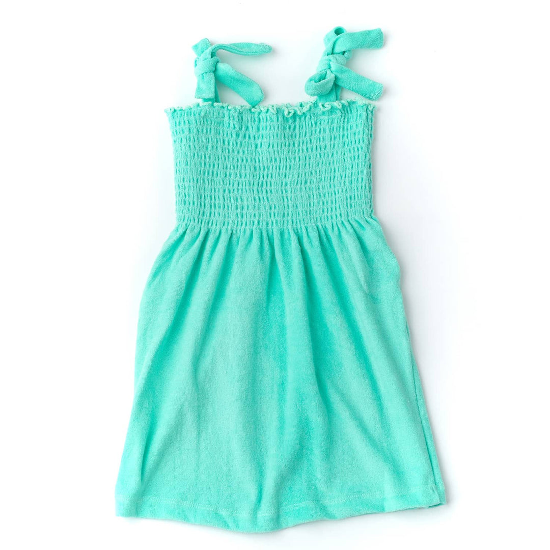 SG05B-MNT Smkd Terry Dress - Mint