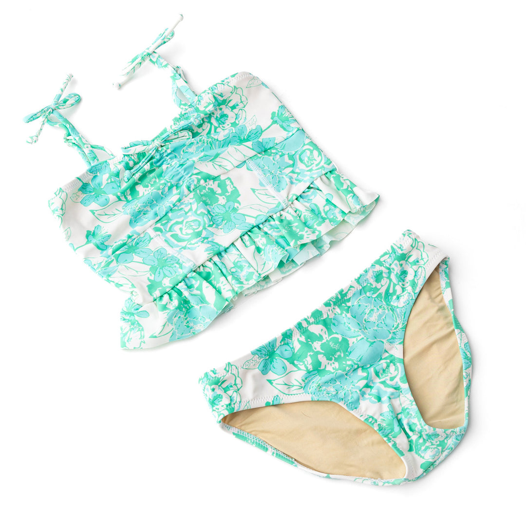 Charming Rose Girls Peplum Two Piece Swimsuit