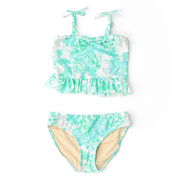 Charming Rose Girls Peplum Two Piece Swimsuit