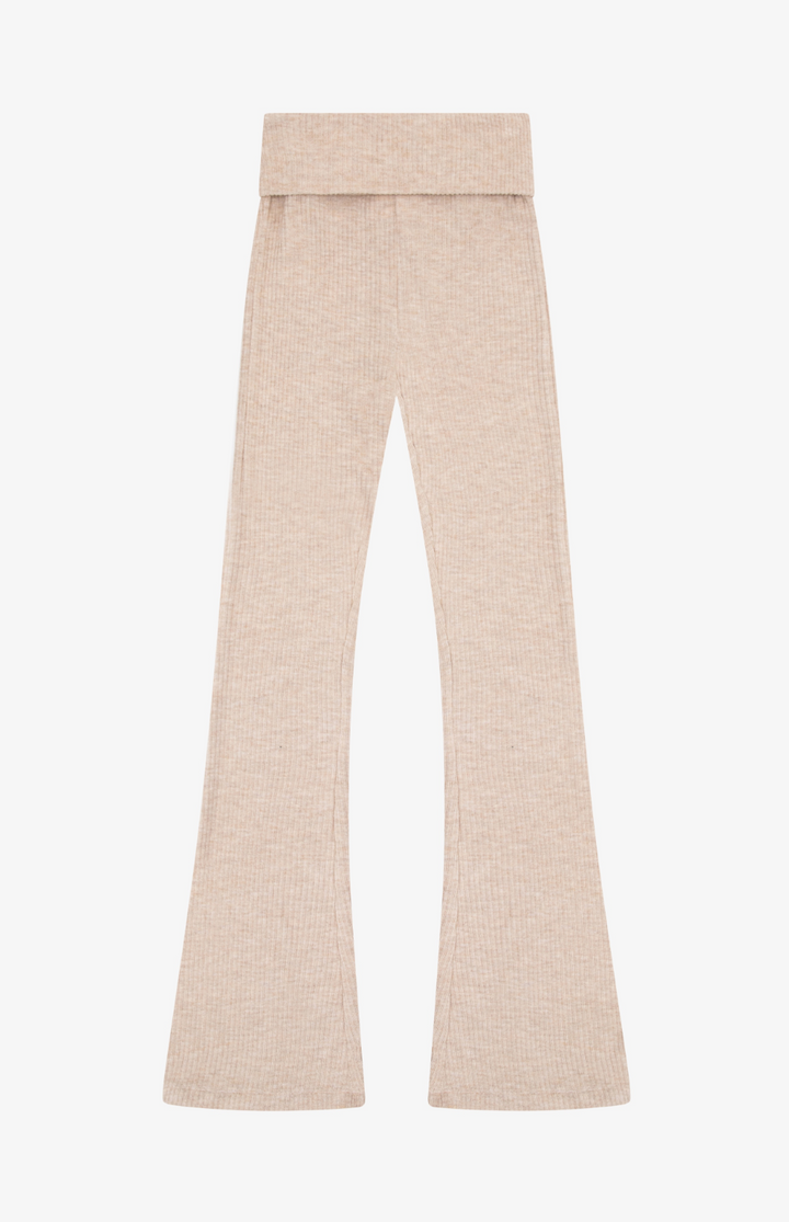 Latte Hacci Rib Waisted Flared Pants