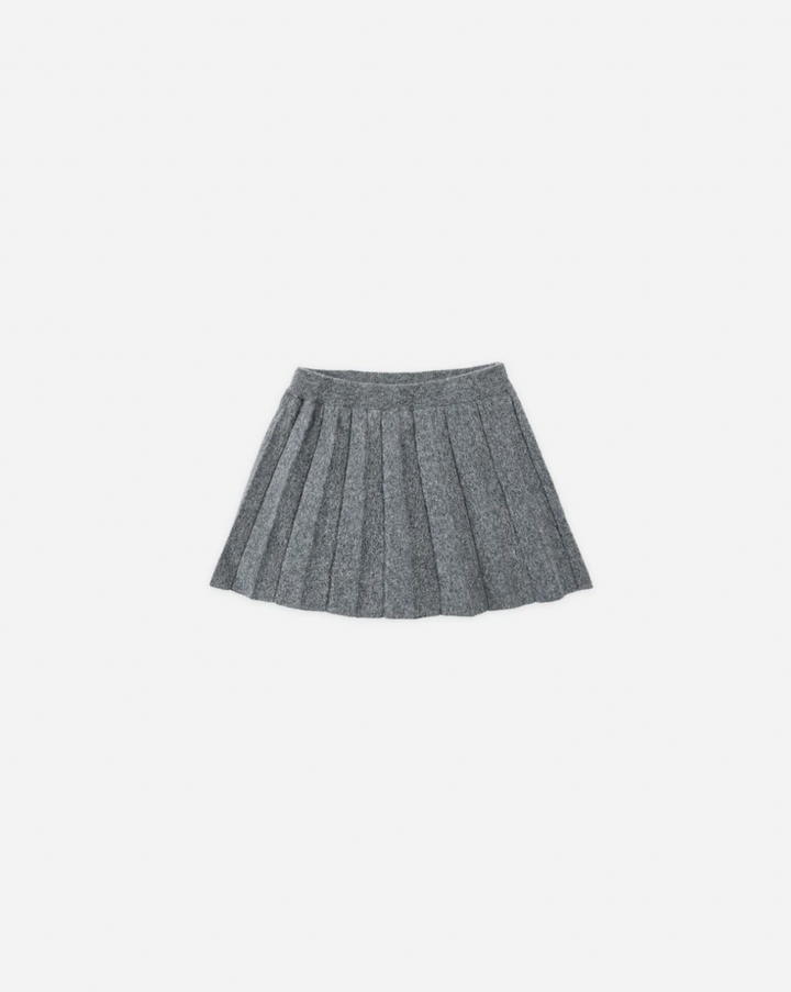 Knit Pleated Skirt - Heathered Grey