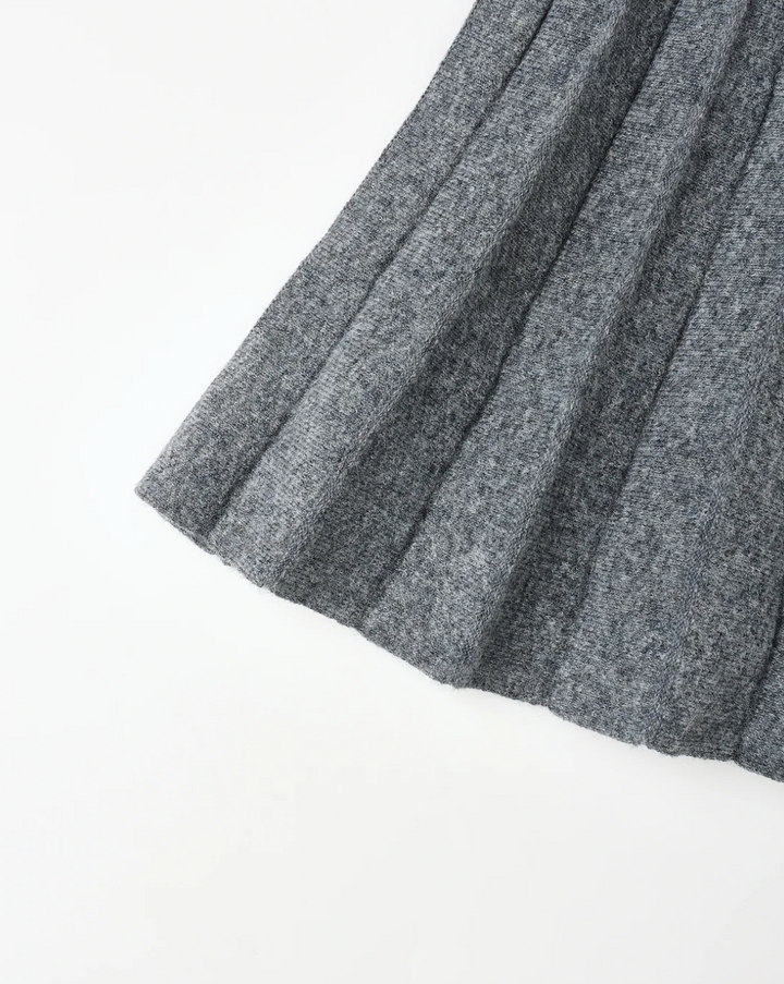 Knit Pleated Skirt - Heathered Grey
