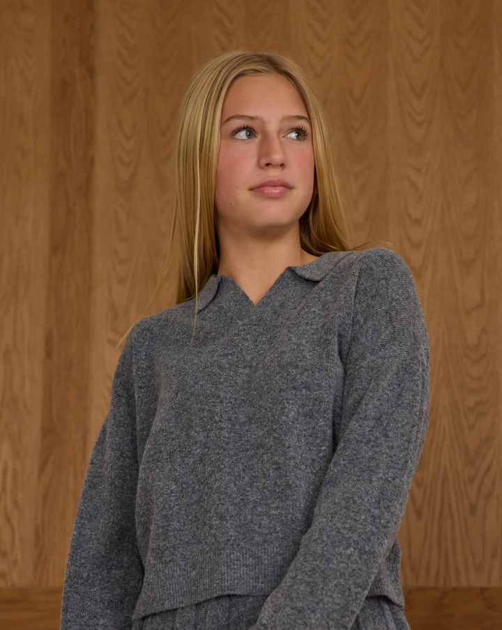 Collared Sweater - Heathered Grey