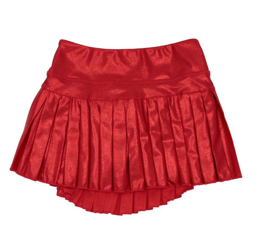 Mini Pleated Skort in Red Shimmer