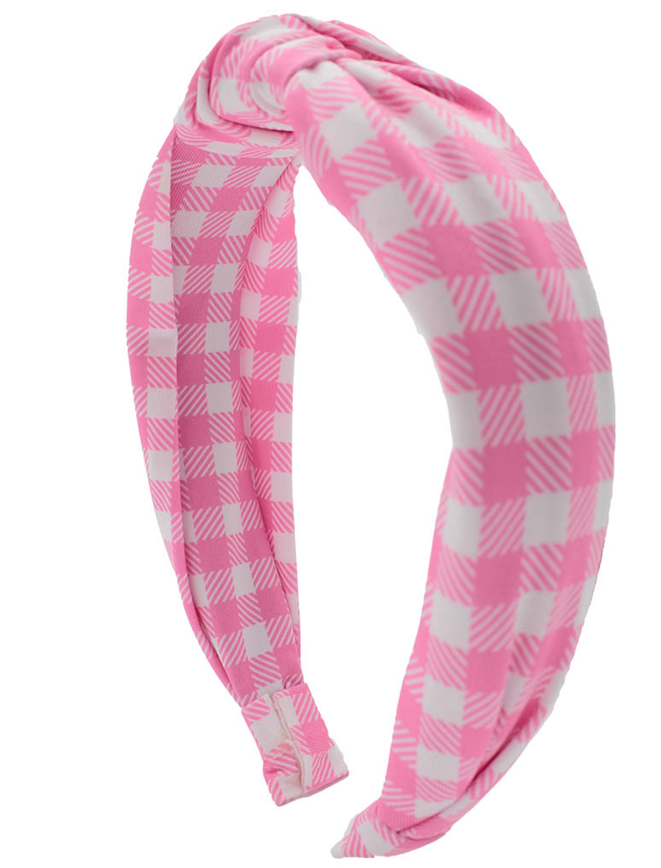 Top Knot Headband Pink Gingham