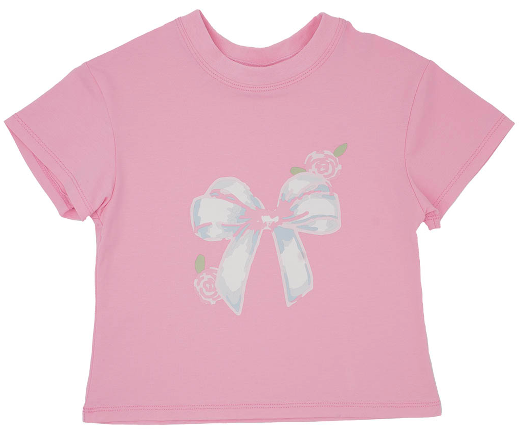 Big Bow Screen Print Light Pink Boxy T'