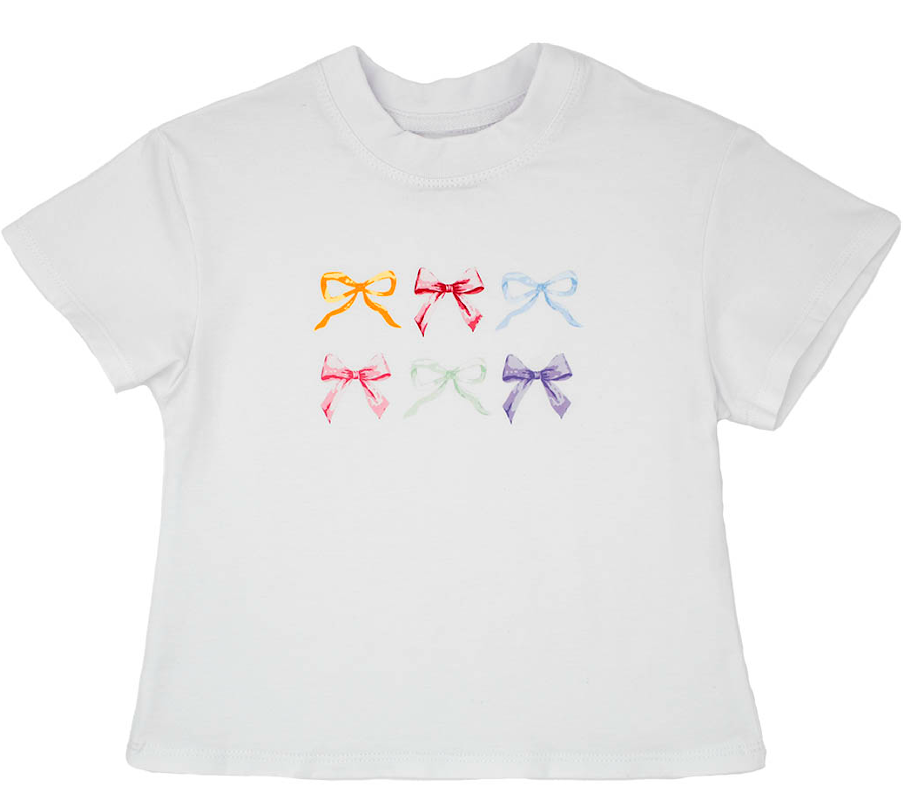 Bows Screen Print White Boxy T'