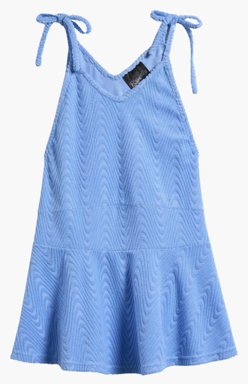 Blue Terry Drop-Waist Swim Cover-Up