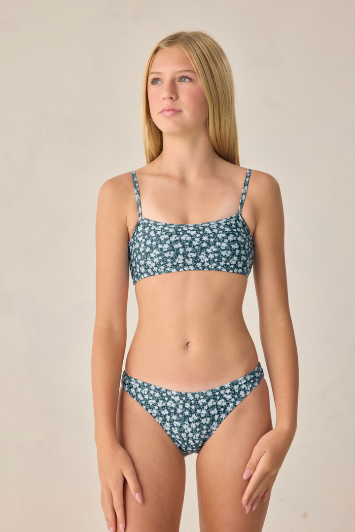 Rashgaurd Bikini Set || Navy Floral