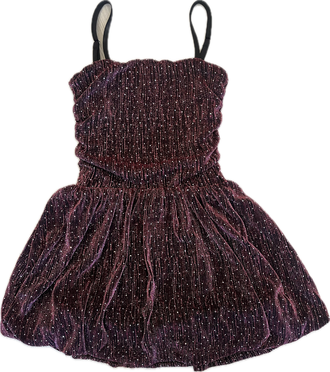 Metallic Burgundy Studded Spaghetti Strap Dress