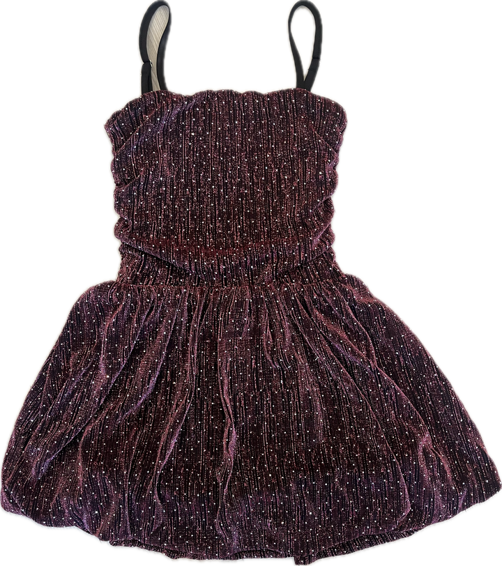 Metallic Burgundy Studded Spaghetti Strap Dress