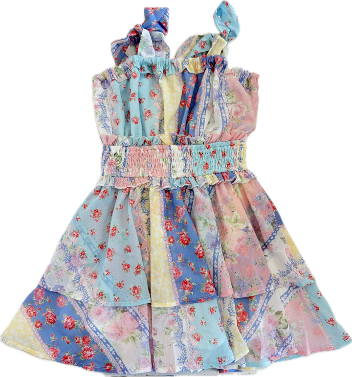 Pastel Multi Floral Printed Tie Shoulder Romper