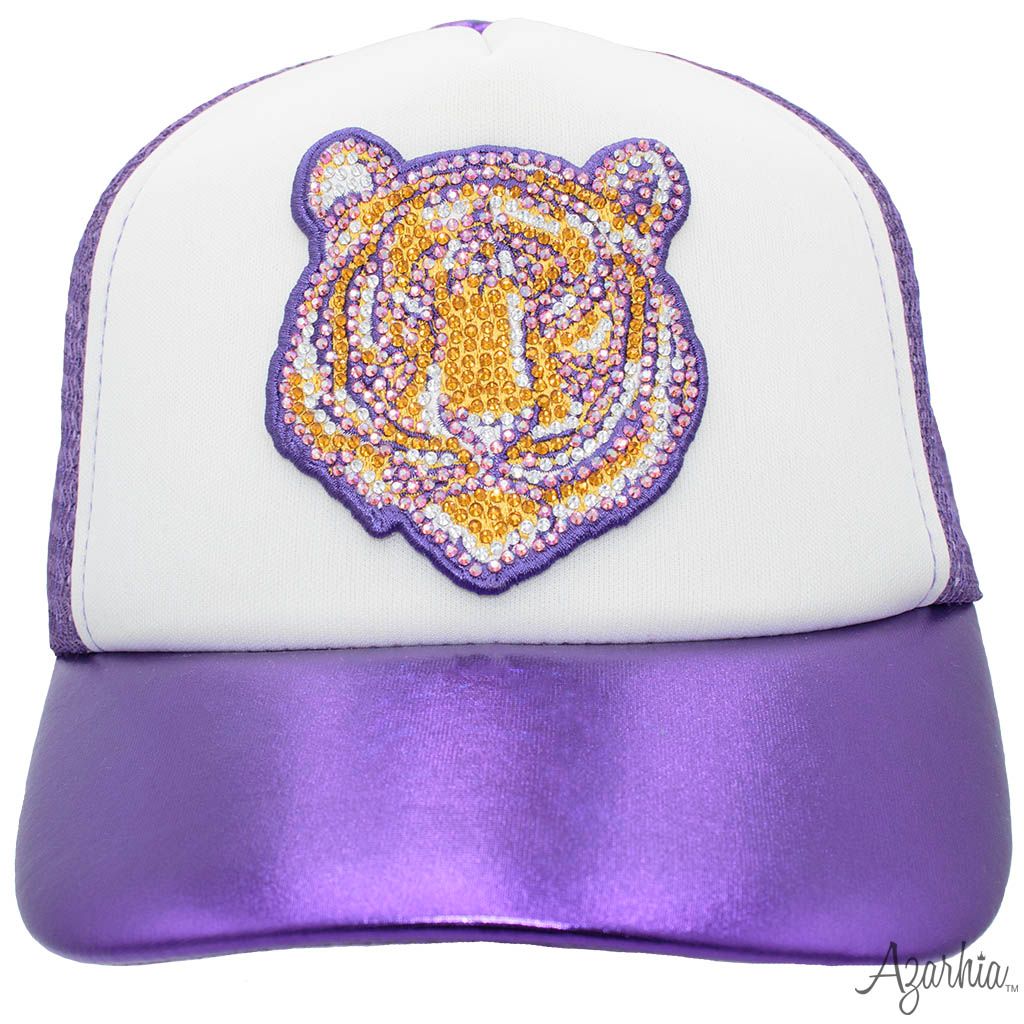 Trucker Cap Metallic Purple - Rhinestone Tiger