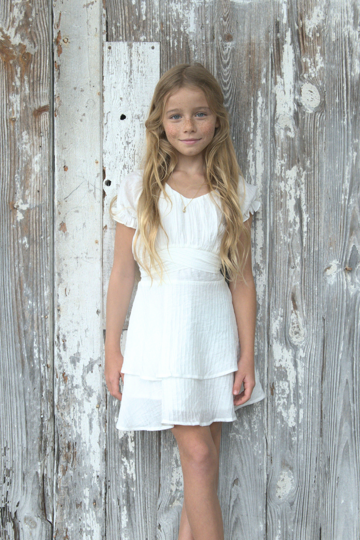 White Delilah Gauze Dress with Tie in Back