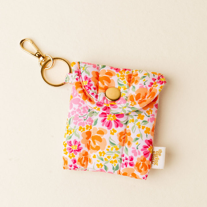 Puffy Earbud Case Keychain - Secrete Garden Pink