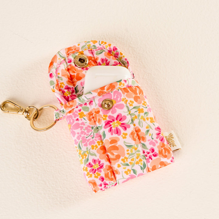 Puffy Earbud Case Keychain - Secrete Garden Pink