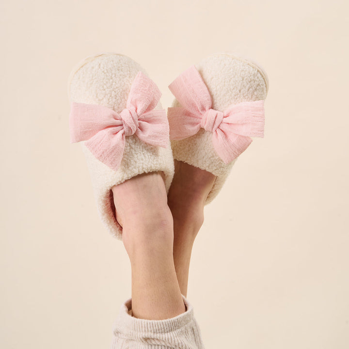 Fuzzy Slippers - Betty Bow Blush S/M