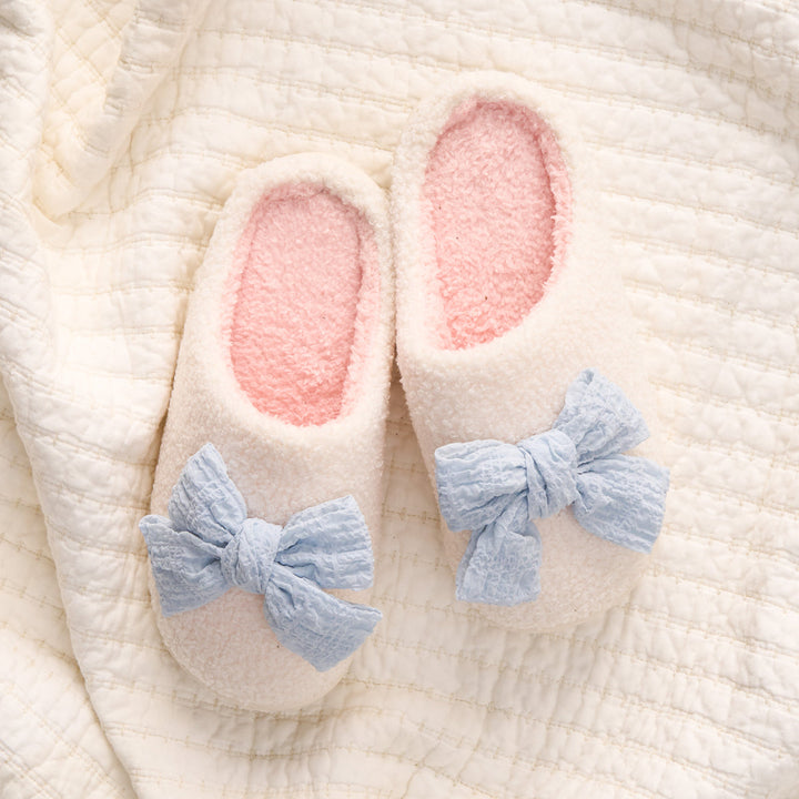 Fuzzy Slippers - Betty Bow Light Blue