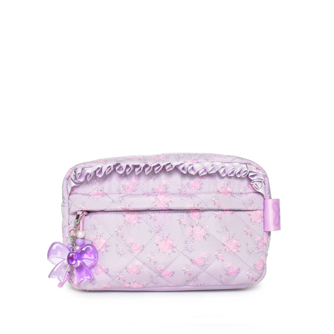Quilted Floral Printed Pouch with Charm
