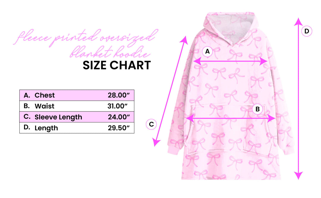 Fleece Printed Pullover Oversized Blanket Hoodie: Orchid Floral Bow Print