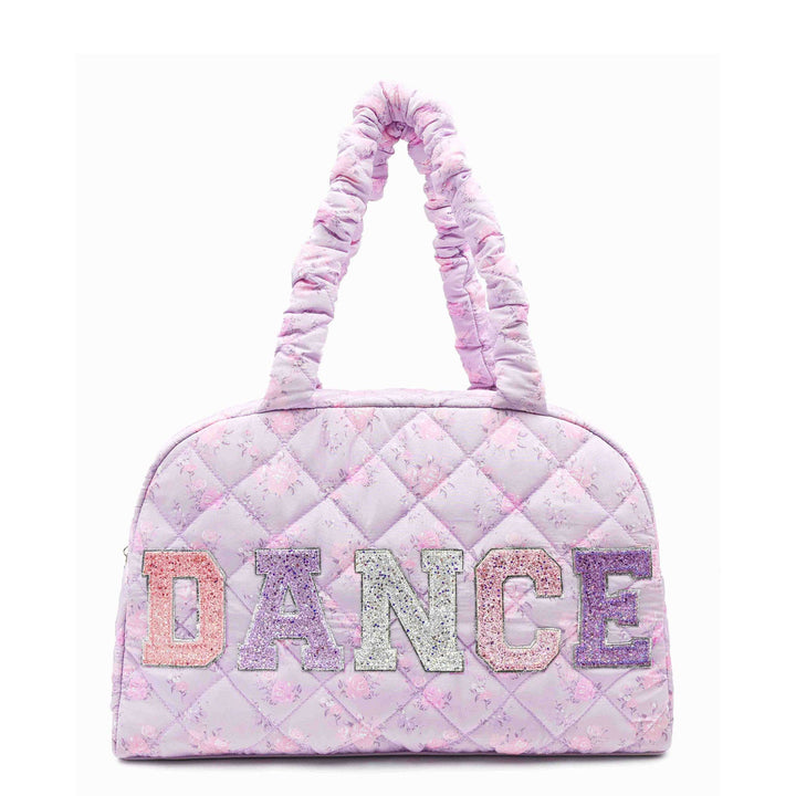 'DANCE' Floral Printed Quilted Medium Duffle Bag: Misty
