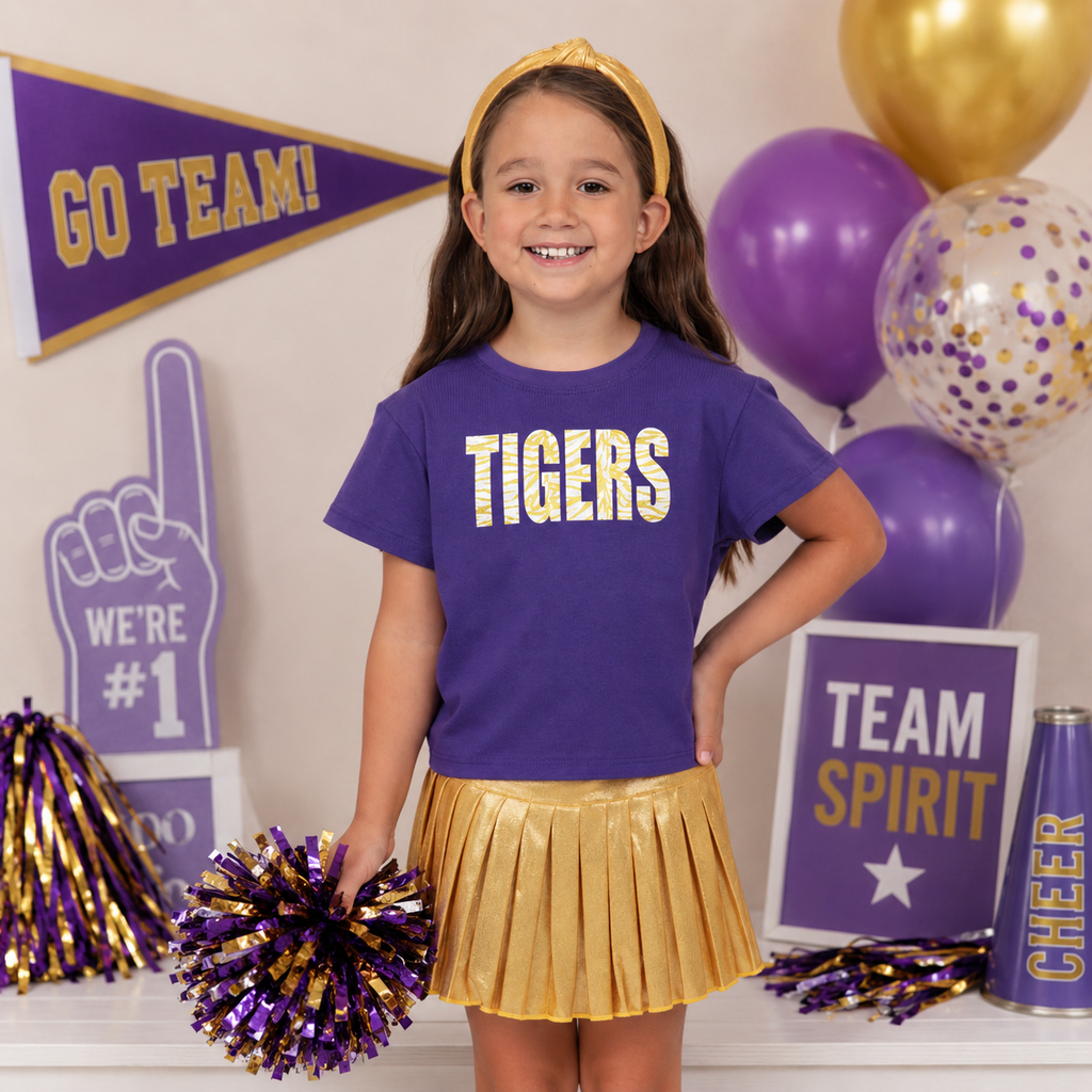 Glitter Tiger Purple Boxy Tee