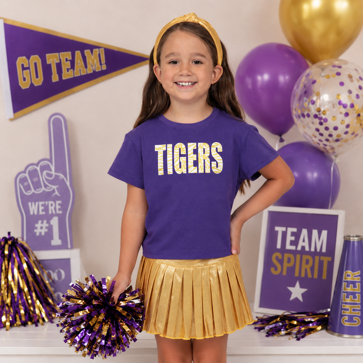 Glitter Tiger Purple Boxy Tee