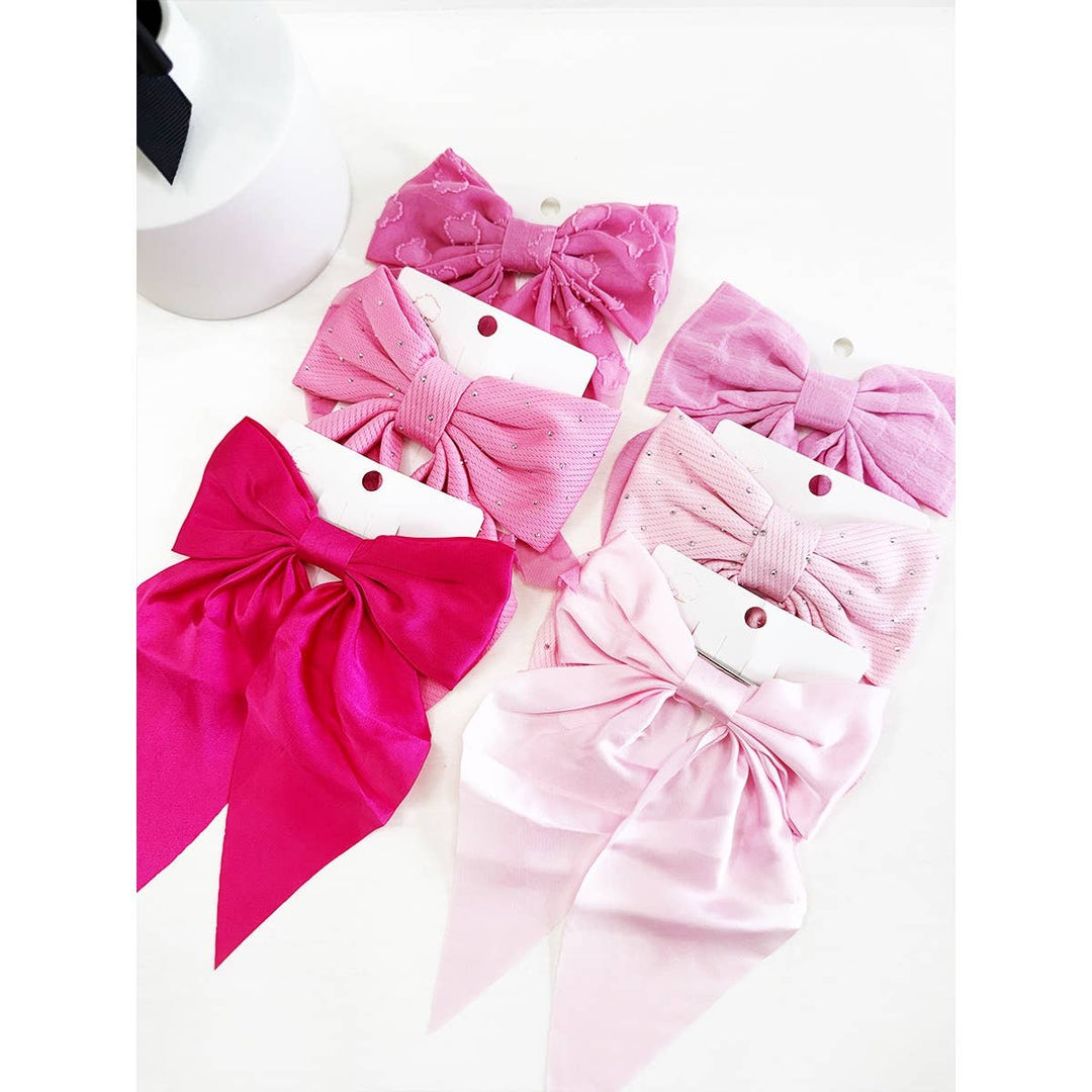 Pink Bow Hair Clips