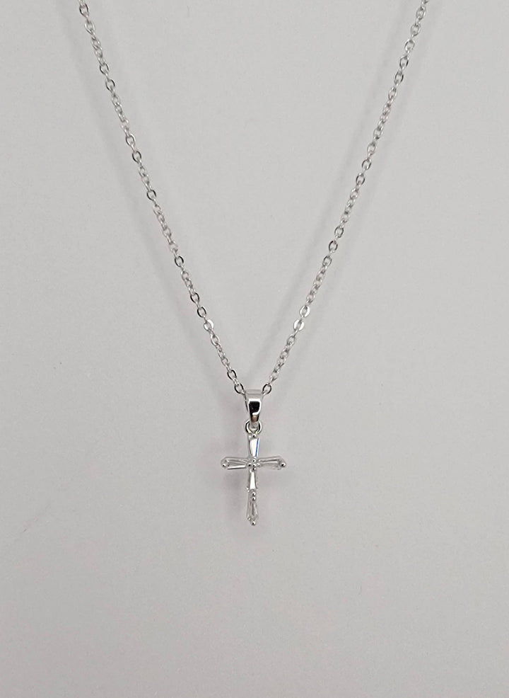 Cz Small Cross Necklace: Gold - ST41