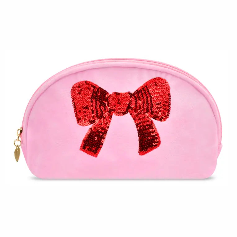 Red Sequins Bow Cosmetic Bag