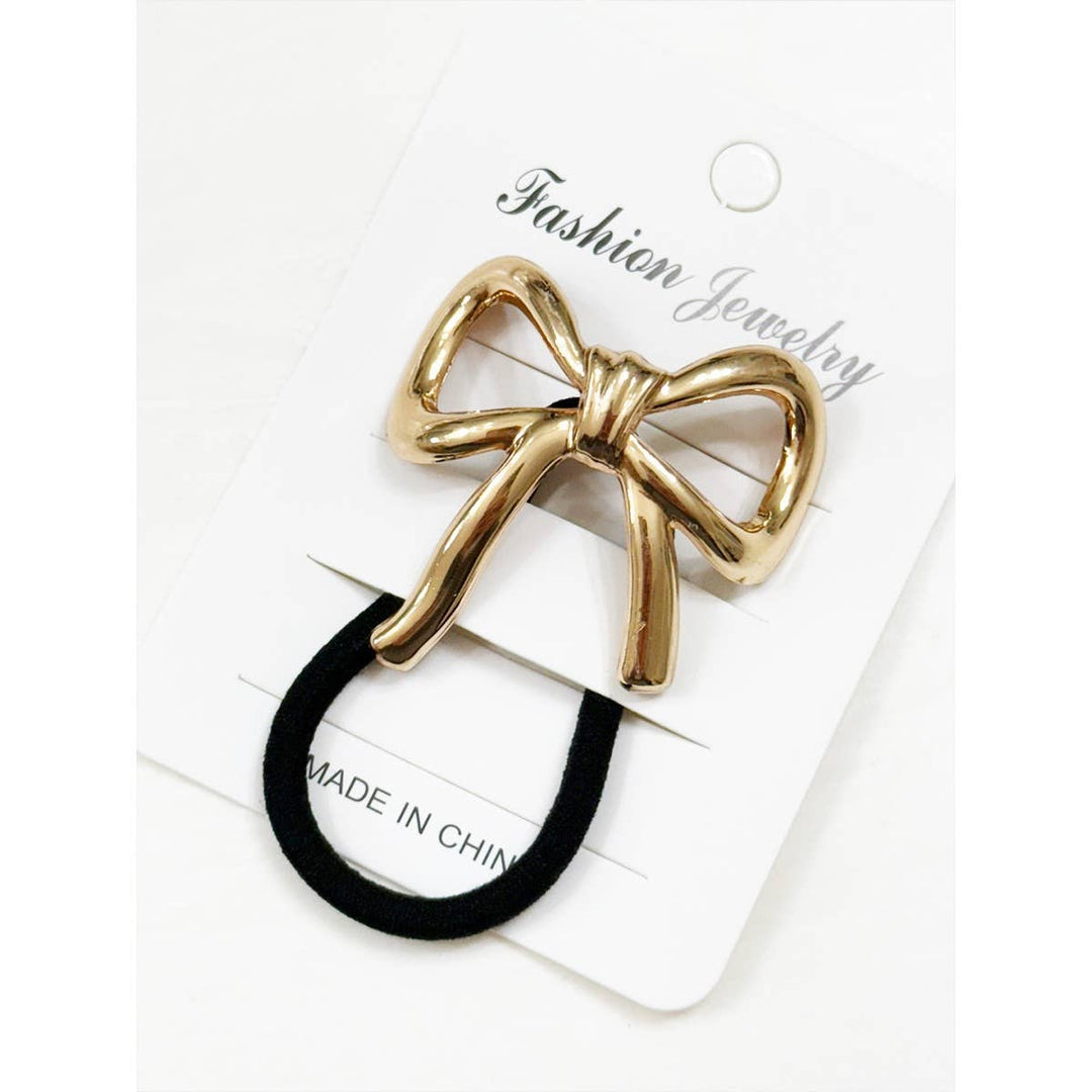 Gold Metal Bow Ponytail Holder