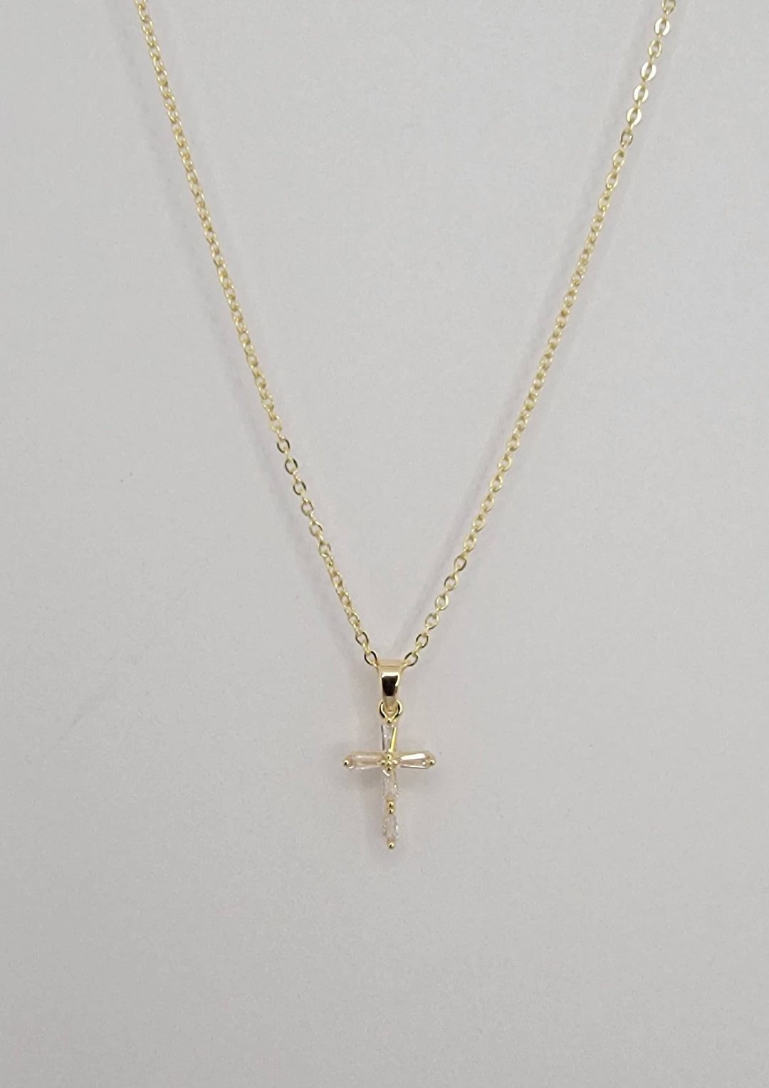 Cz Small Cross Necklace: Gold - ST41