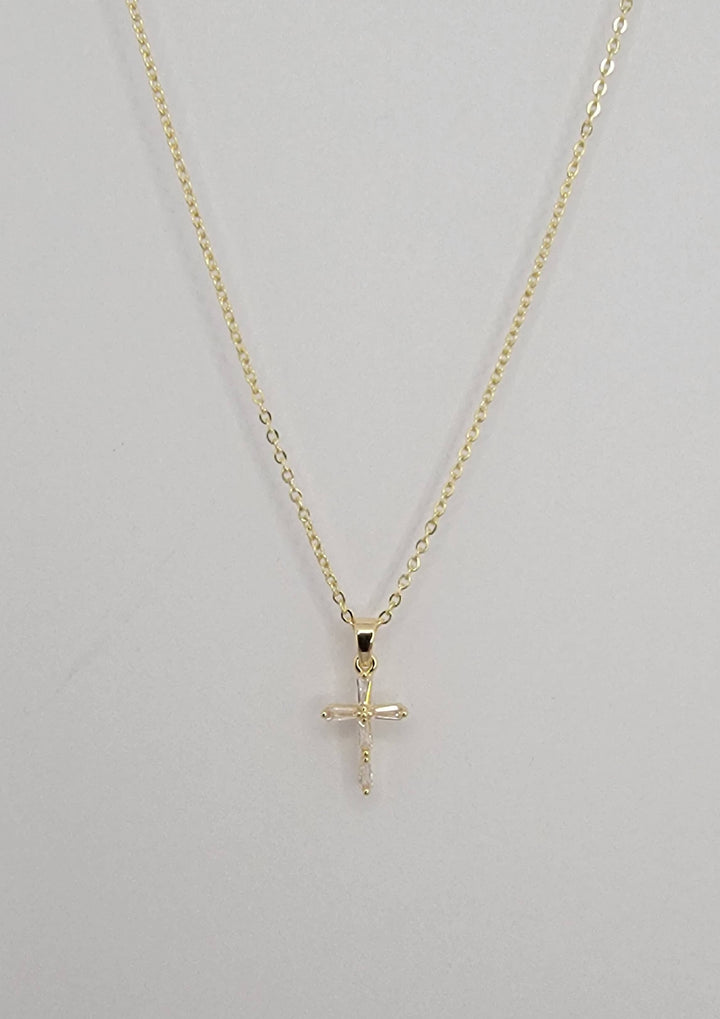 Cz Small Cross Necklace: Gold - ST41