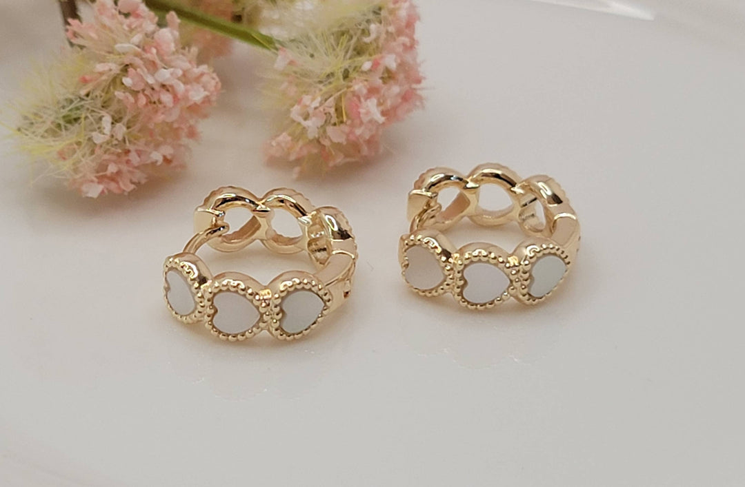 HEART SHAPED DESIGN HUGGIE EARRINGS. -RS19
