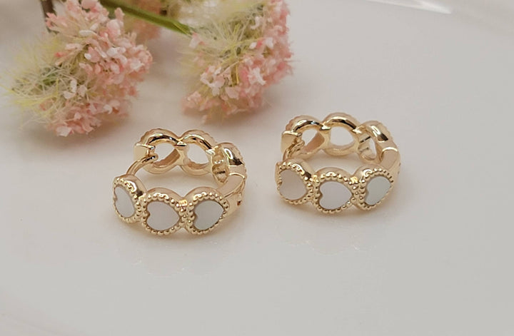 HEART SHAPED DESIGN HUGGIE EARRINGS. -RS19