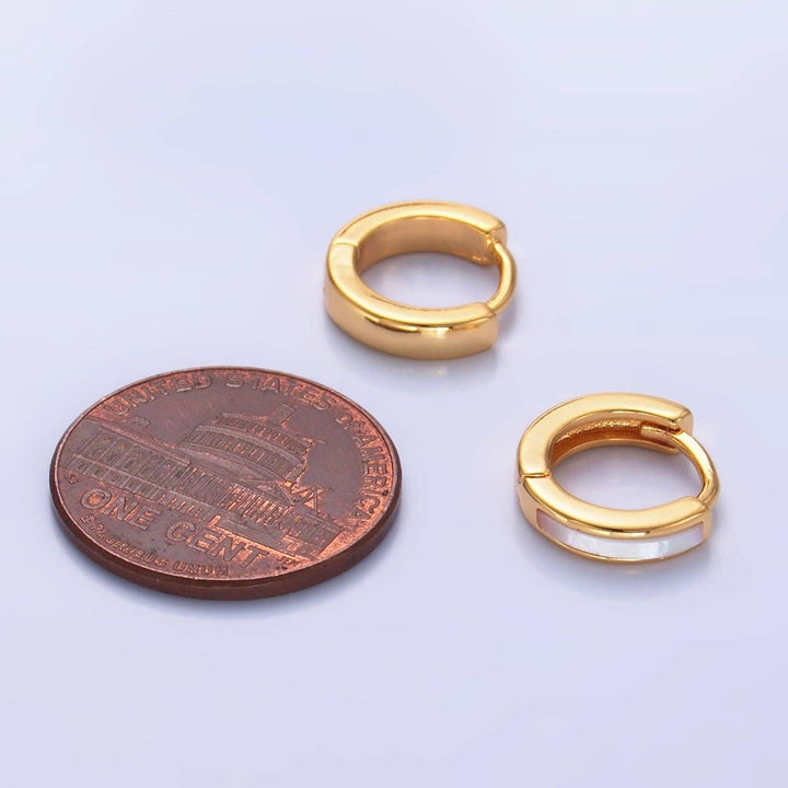 16K Gold Filled 12mm Shell Pearl Lined Cartilage Huggie Earrings | P405