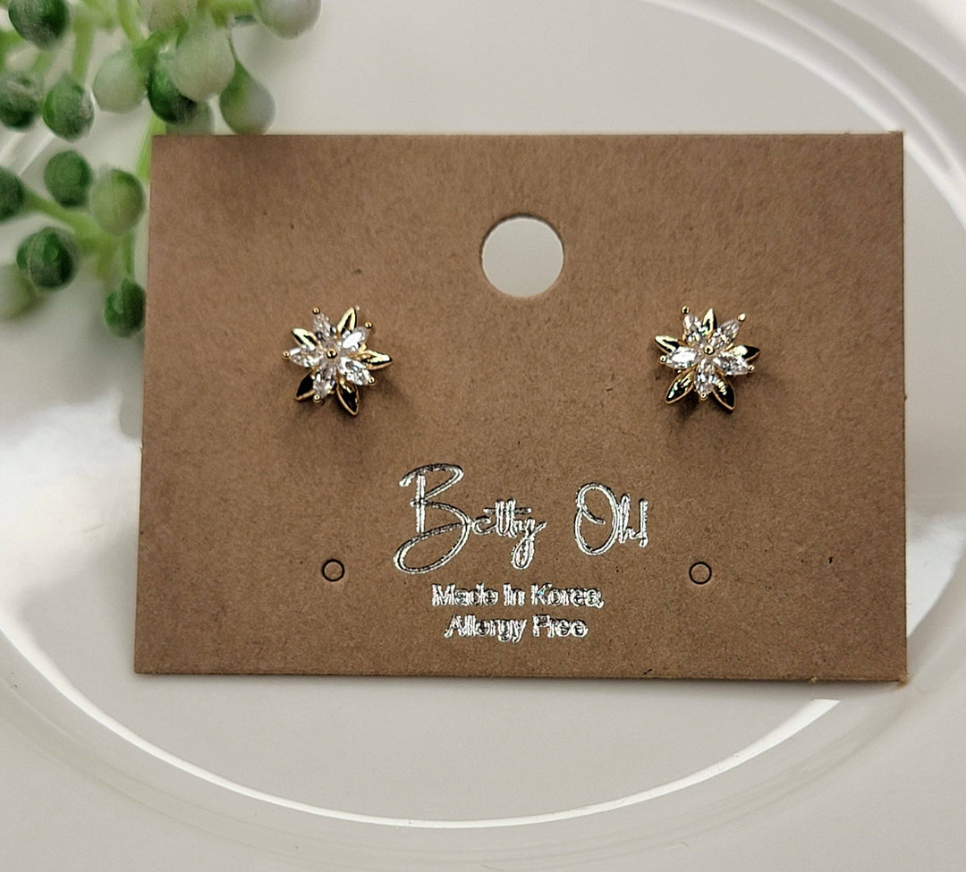 CZ Double Star Post Earrings: GOLD - ST65