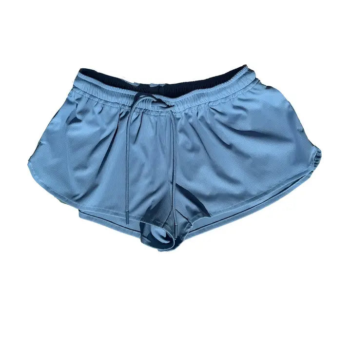 Blue Ribbed Shorts