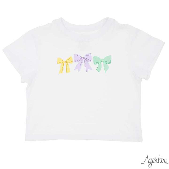 Mardi Gras Bows Screen Print White Boxy