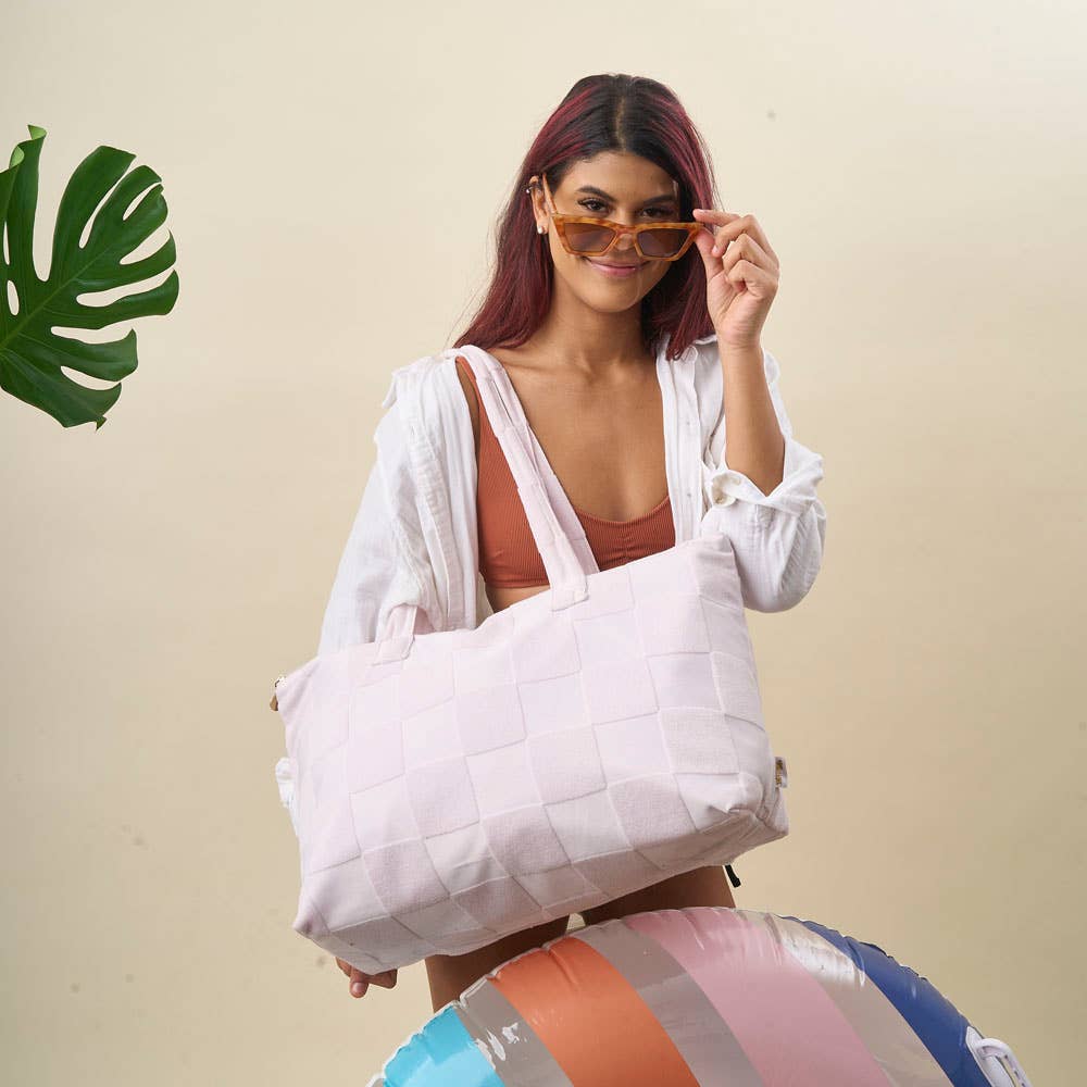 Terry Tote - Purple Check