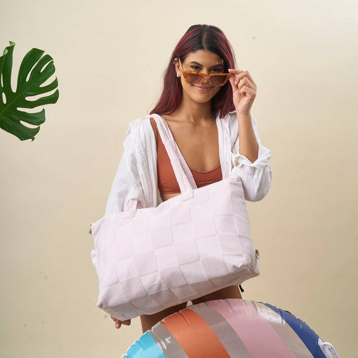 Terry Tote - Purple Check