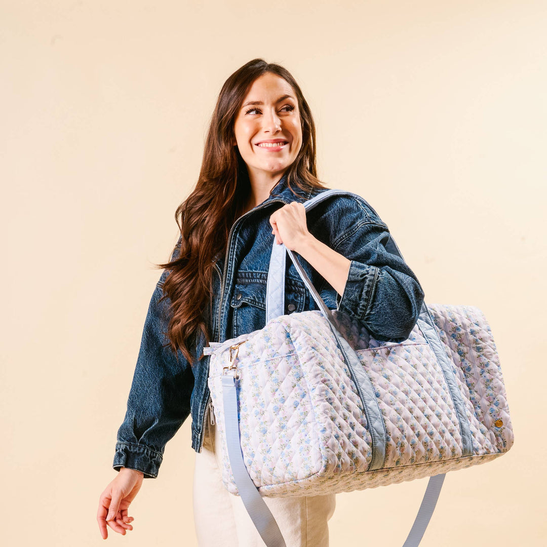 On-the-Go Quilted Weekender Bag-Petal Parade Blue