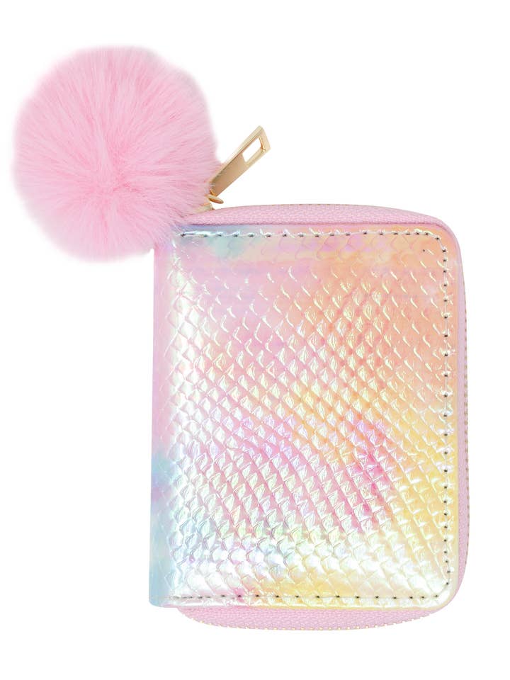 Shiny Tie Dye Mermaid Scale Wallet Pink