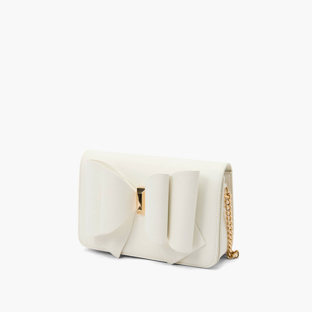 Jane Overflap Bow Crossbody - White