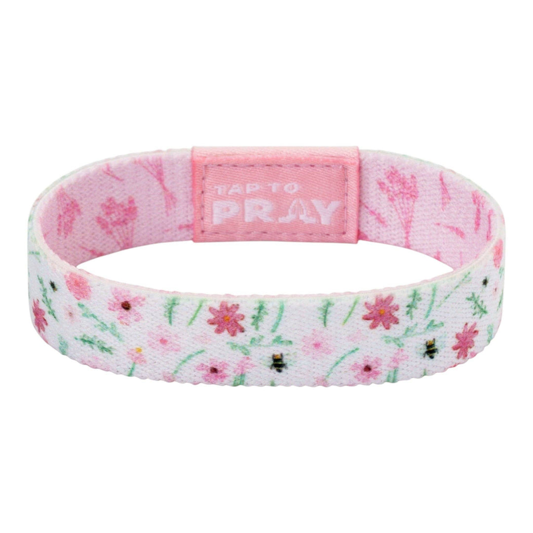 Tap To Pray® Wristband – Meadows - White: Medium