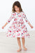 Footballs & Flowers 3/4 Sleeve Pocket Twirl Dress