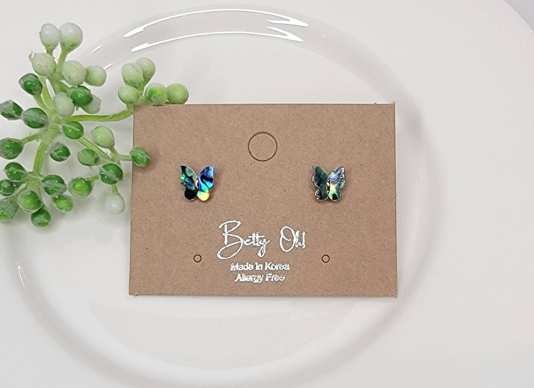 Mini Butterfly Stud Earrings: MOTHER OF PEARL - MK3