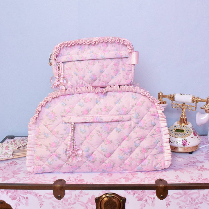 Quilted Floral Printed Medium Duffle Bag